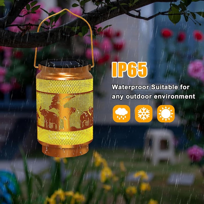 EDOF Solar Lanterns Outdoor Waterproof,Hanging Solar Lights Elephant Garden Decor, Elephant Decorative Lanterns for Yard Lawn Porch Patio Pathway Tabletop,Christmas Decorations Gift for Woman Grandma Mom - Image 3